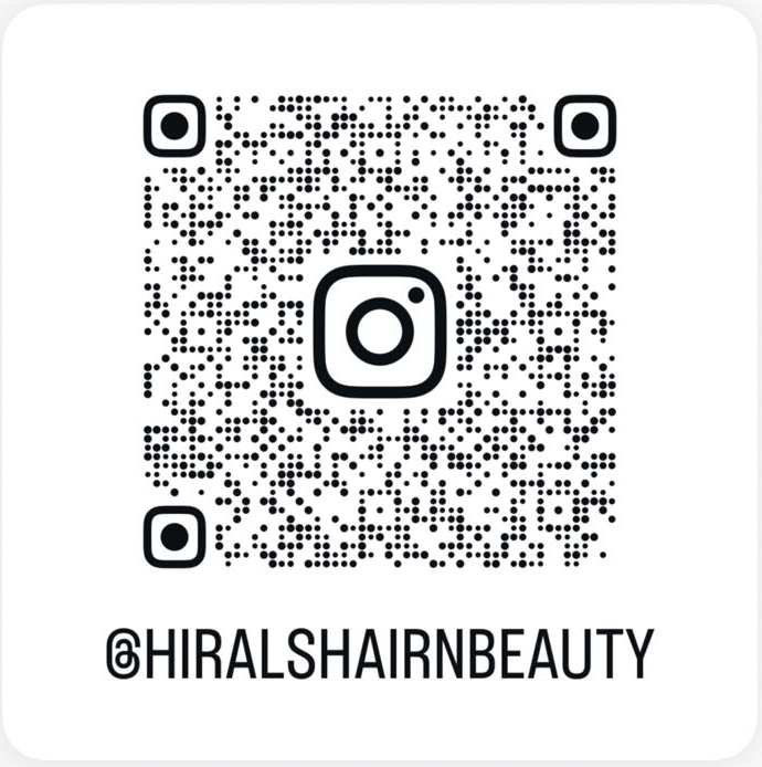 Scan to follow @hiralshairnbeauty on Instagram